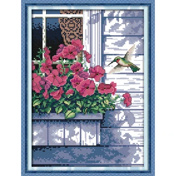 

Everlasting love Hummingbird chinese Cross stitch kits Ecological cotton stamped printed 11CT 14CT DIY gift Christmas decoration