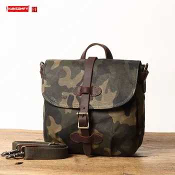 

Retro Men's Canvas Messenger Bag Men Crossbody Bag Trend Shoulder Bags European and American Style Camouflage Casual Vintage Wax