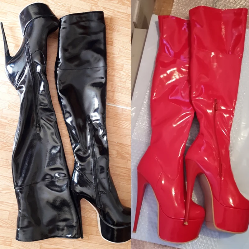 Women High Heel Thigh High Boots Platform Winter Shoes