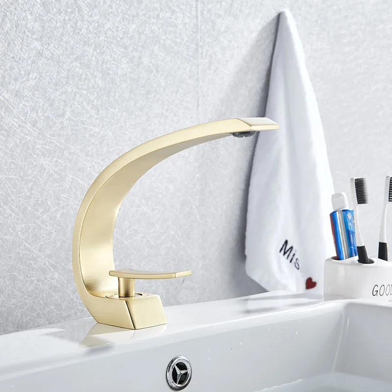 Senlesen ванная комната керамический кран холодной и горячей воды смесителя Одной ручкой раковины смесители - Цвет: Nickle Golden