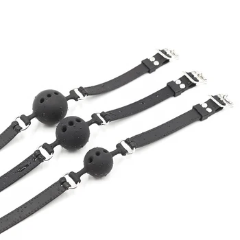 Sex Open Mouth Gag Ball All Silicone Black Strap Bdsm Gag With Open Holes Slave Bondage Restraints Sex Toys For Women Couples 4