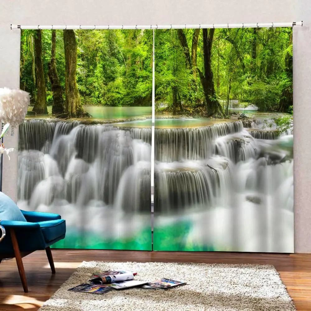Nature scenery landscape curtains green curtain 3D Curtain Luxury Blackout Window Curtain Living Room blackout curtains
