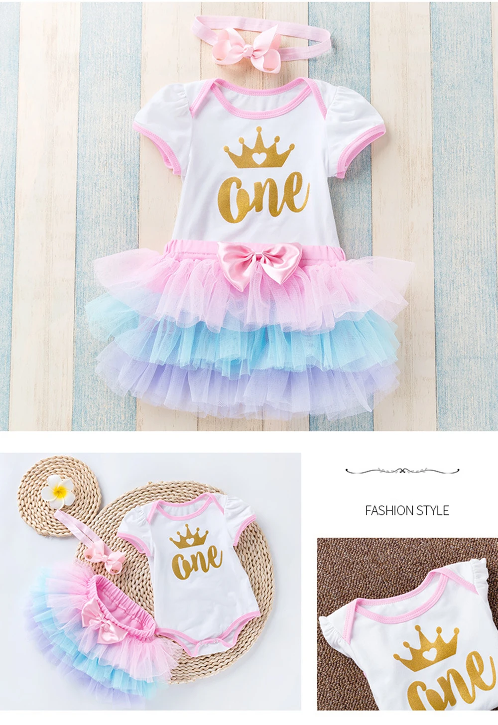 Girls First Birthday Pink Princess Dress Infant Tutu Brand Clothing Bebe Romper Set baby Dress Summer Newborn Baby Girl Clothes