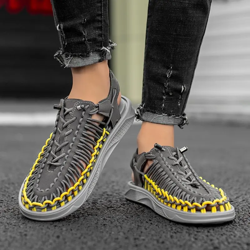 Hot Sale New Fashion Summer Leisure Beach Men Shoes High Quality Leather Sandals Romen Style Men's Sandals Size 38-48