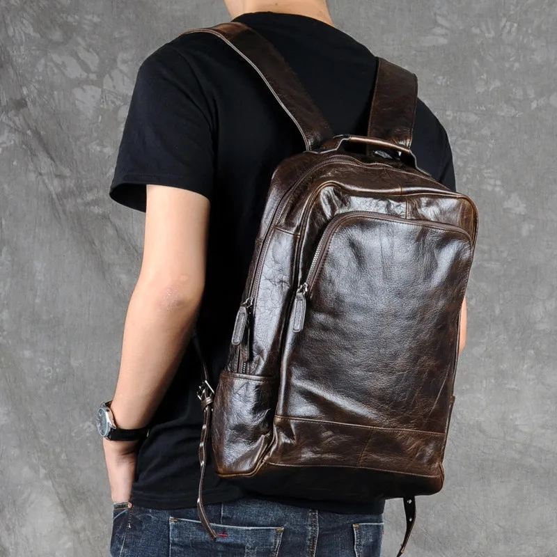PNDME mode vintage echtem leder männer rucksack business luxury real rind laptop rucksack reise große kapazität bookbag – Detail 13