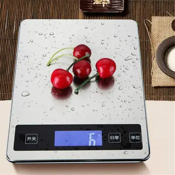 

10/5kg Electronic Kitchen Scale Digital Food Scale Stainless Steel Weighing Scale LCD High Precision Cooking Measure Tools