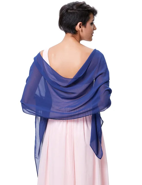 ROYAL BLUE Женские шифоновые накидки, шаль 200*45 см, шали для свадебного платья, длинный шарф, свадебные накидки для вечернего платья, накидка на Болеро - Цвет: ROYAL BLUE