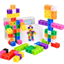 Montessori Building Block Rainbow Game Mathematical Counting Stacked Cube Toy 10 Color With Card Block Assembling Cubes For Kids