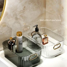 

Light Luxury Desktop Cosmetics Storage Box Acrylic Dresser Face Mask Office Sundries Coffee Table Snack Storage Basket