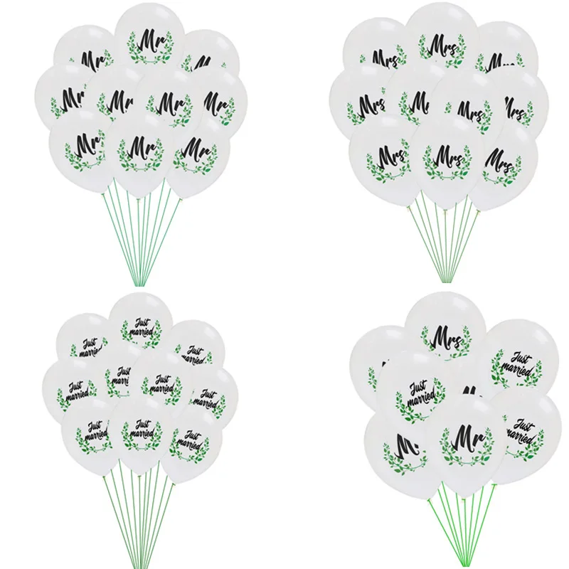 

10PCS 12Inch Just Married Mr Mrs Print Balloons Latex Decorations Balloon Theme Party Helium White Supplies Wedding Birthday