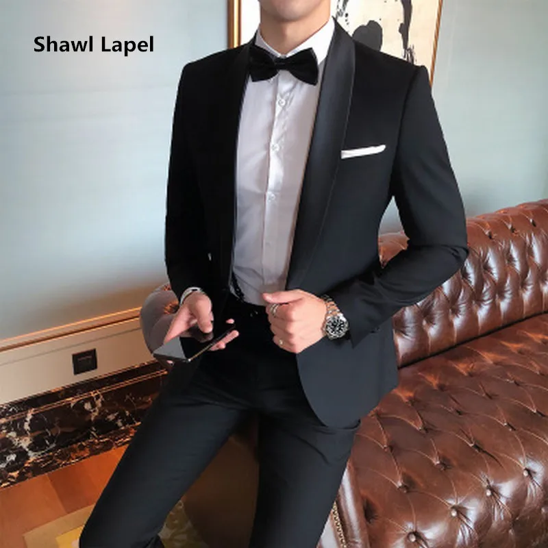 Wedding Tuxedos Man Party Dinner Wear Suits Slim Fit Groom Outfit Groomsmen Cheap Formal Prom Suits Two Pieces (Jacket +Pants )