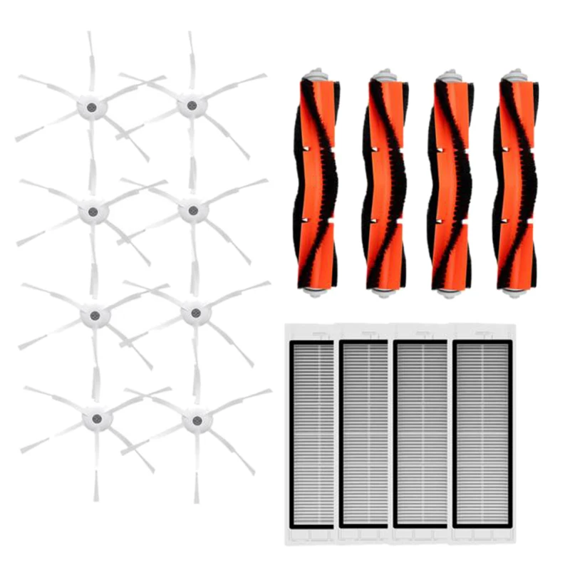 

16Pcs Vacuum Cleaner Parts of 8 Side Brush 4 Roller Brush 4 Hepa Filter for Xiaomi Roborock Vacuum Cleaner Accessories