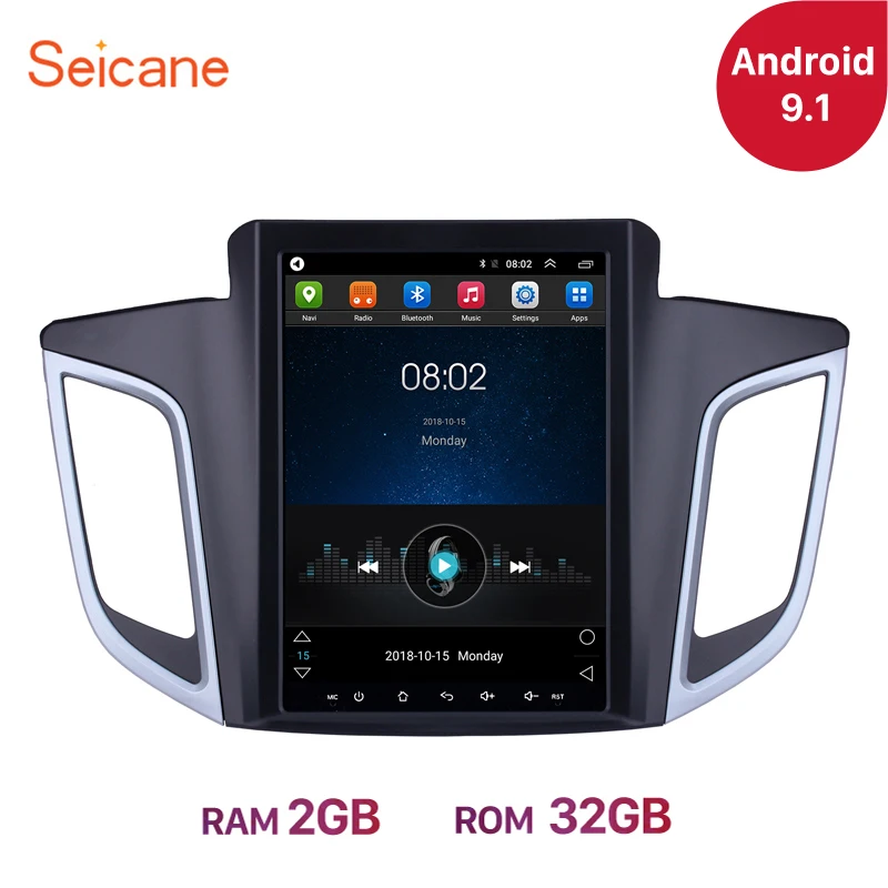 

Seicane 9.7 inch Android 9.1 Car GPS Radio Navigation Multimedia Player for 2014 2015 Hyundai IX25 support OBD2 Rearview Camera