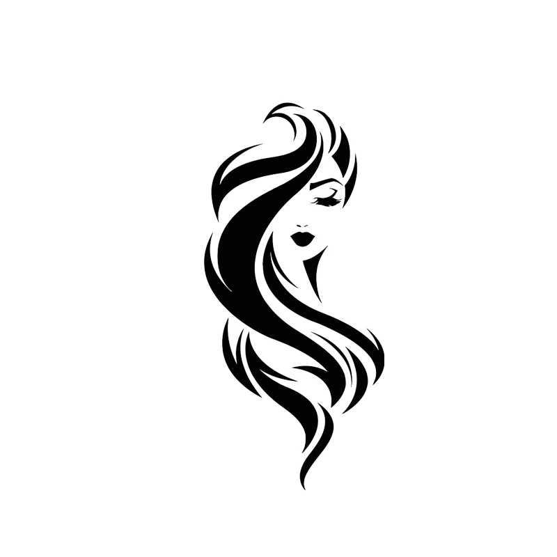 

DAWASARU Custom Sexy Long Hair Quiet Girl Face Good Quality Black/Silver Vinyl Decal Fantastic Style Car Sticker 9CM *19CM