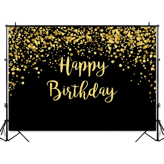 Gold glitter birthday photo background black happy birthday adult theme  party decoration supplies prom customize dessert table|Background| -  AliExpress