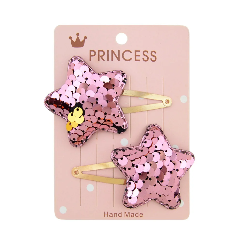 6 Детские заколки с блестками из мультфильма, 2 шт./компл., Blingbling Love Crown Star, милые мини-заколки для волос для девочек, принцесса, детская шпилька аксессуары - Цвет: 6