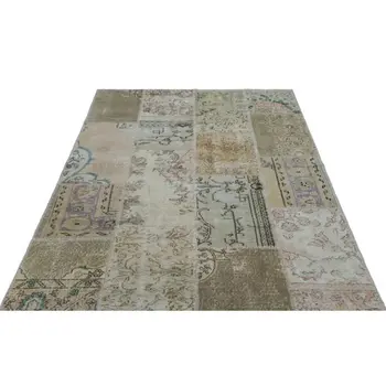

Handmade Beige Vintage Overdyed Patchwork Area Rug 160x230 Cm-5'3''X7'7''