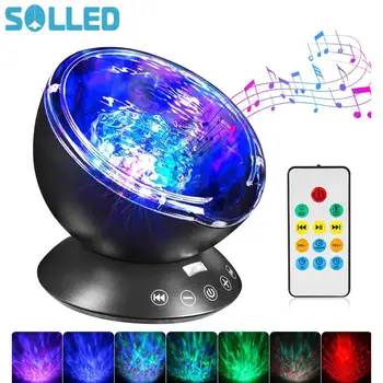 

Ocean Wave Projector LED Night Light Built In Music Player Remote Control 7 Light Cosmos Star Luminaria For kid Bedroom