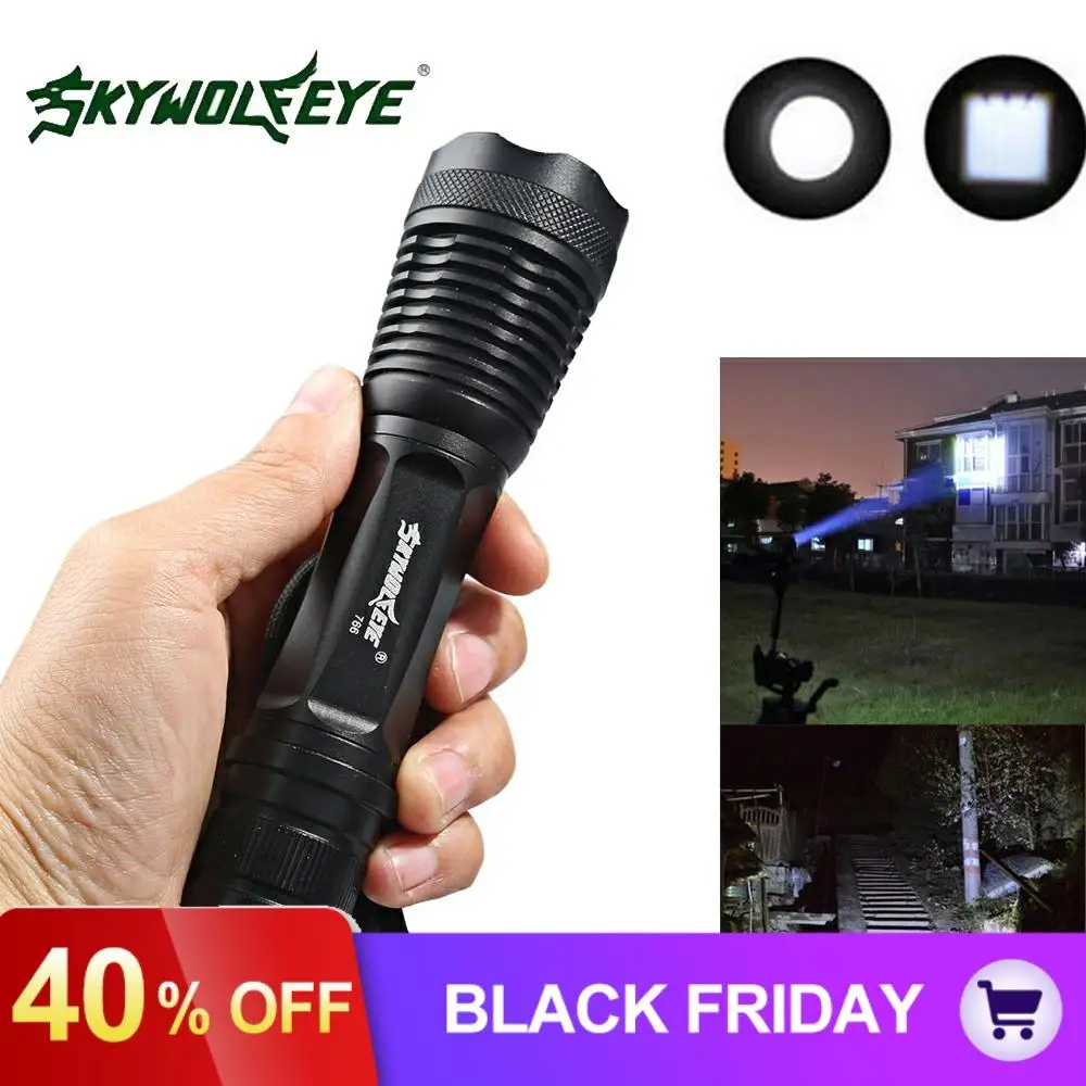 SKYWOLFEYE XML T6 светодиодный светильник-вспышка, масштабируемый, водонепроницаемый, мощный светодиодный светильник фонарь для кемпинга, пеших прогулок