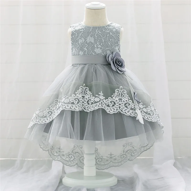 

New Summer Baby girl Dress Elegant Embroidered princess Flower Lace Irregular Dress Children's Clothing Birthday Party Tutu