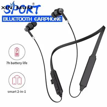 

Bluetooth V5.0 Earphones Headphone Handsfree Sport Neckband Metal Magnetic Ear Phone with TF Card Play 7 Hours Long Use Time
