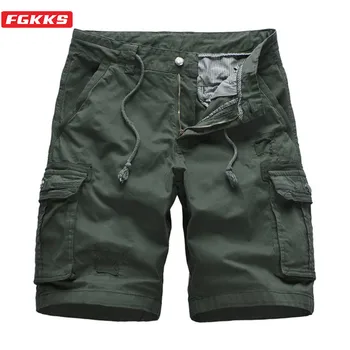 

FGKKS Men Shorts Summer Fashion Brand Drawstring Loose Cargo Shorts Wild Men's Decoration Retro Shorts Male