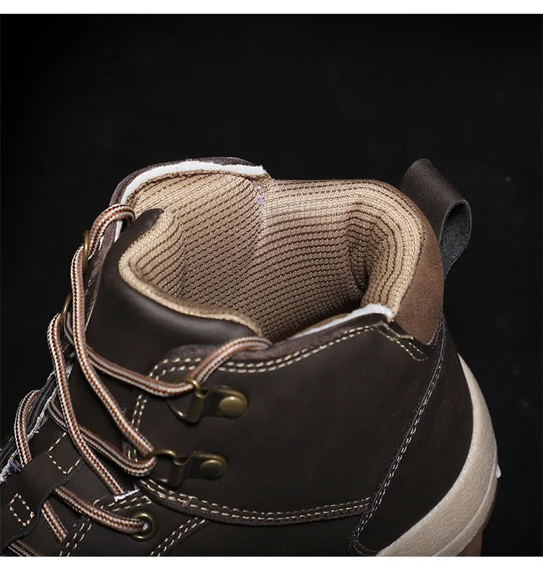 Winter Ankle Boots Men Casual Shoes Retro Lace-Up Autumn Leather Waterproof Work Tooling Mens Boots Military Army Botas Big Size
