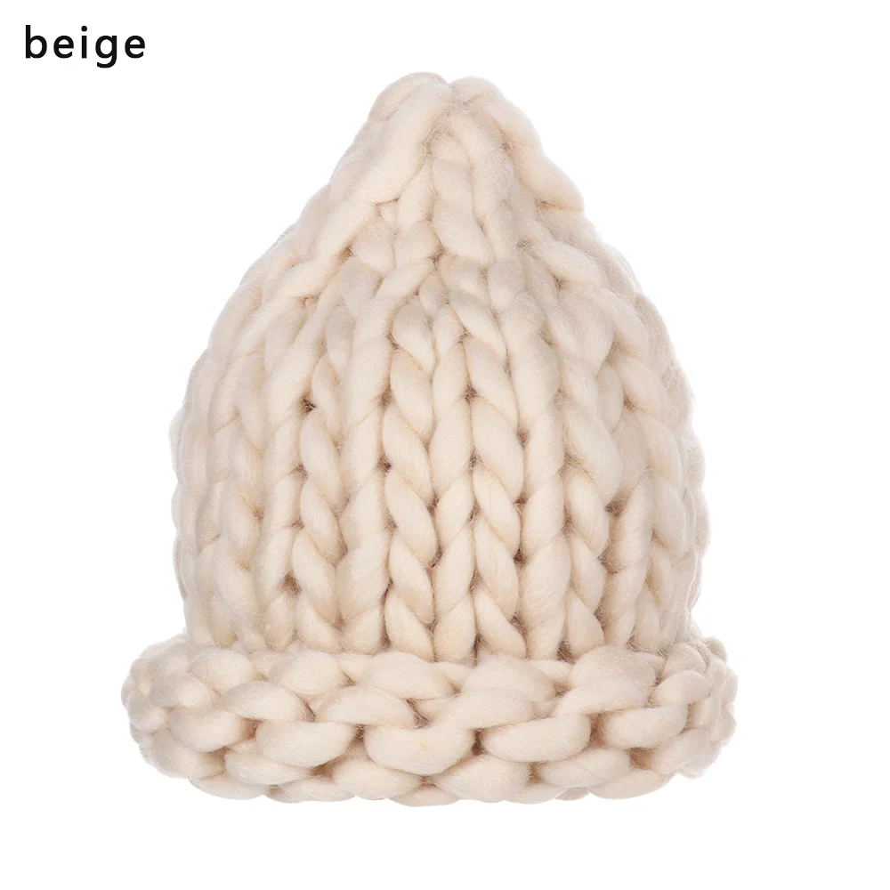 beige 1 шт., простая повседневная вязаная шапка для девочек, Новая модная женская теплая акриловая шапка, женские зимние шапки из хлопка и шерсти - Цвет: beige