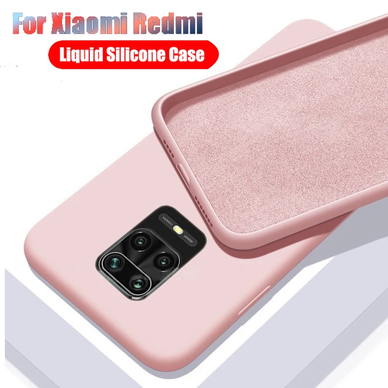Original Liquid Silicone Case For Redmi Note 9S Case Protective Cover Soft Bumper For Xiaomi Redmi Note 8 8T 9 S Pro Max Cases