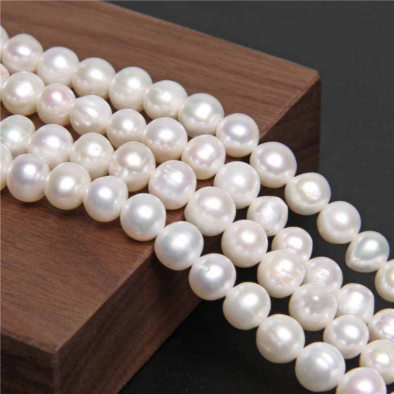 6-10mm White Real Potato Round Pearls Freshwater Natural Pearl Beads For DIY Necklace Bracelet Earring Jewelry Making 14