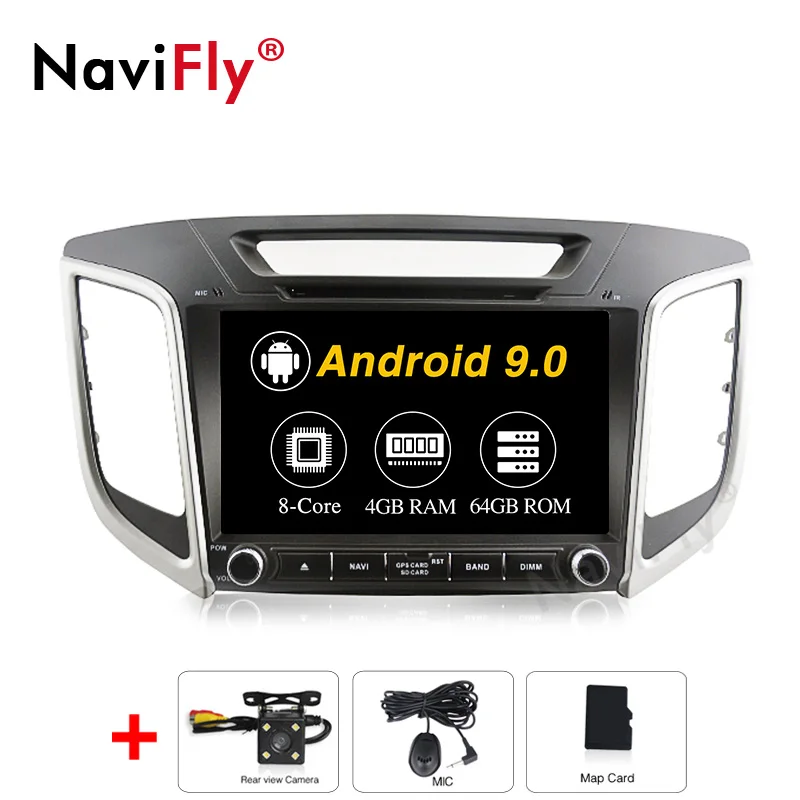 NaviFly Android 9,0 автомобильный мультимедийный плеер " сенсорный экран Авторадио Стерео для HYUNDAI ix25 Поддержка gps навигации - Цвет: 64G add camera