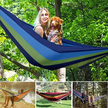

Double Hammock Portable Travel Camping Hanging Hammock Swing Lazy Chair Canvas Hammocks outdoor furniture 200X150CM