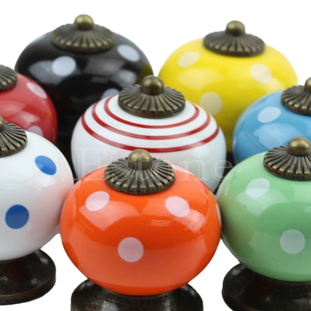 2018 Vintage Retro Round Ceramic Drawer Knob Cupboard Door Pull Handle Decor White/black