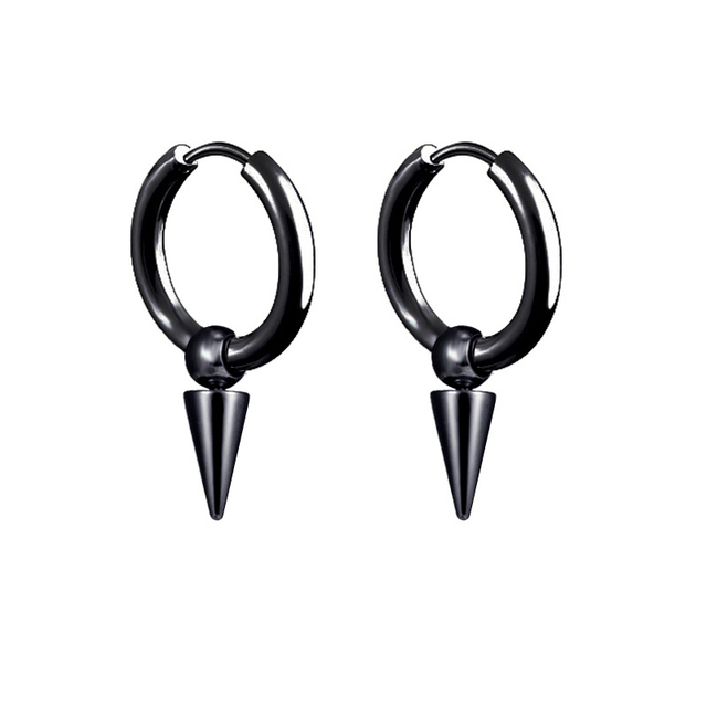 pair Punk Black-color Multiple Styles Stainless Steel Stud Earrings For Men and Women Street Pop Hip Hop Gothic Ear Jewelry