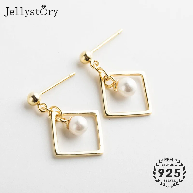 Jellystory модные свадебные туфли Украшенные жемчугом Геометрической формы серьги 925