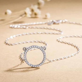 

Free shiping 2020 trendy Circle Availabe rhinestone Necklace Simple Circle Factory Direct a Generation Choker Pendant HWASY1804