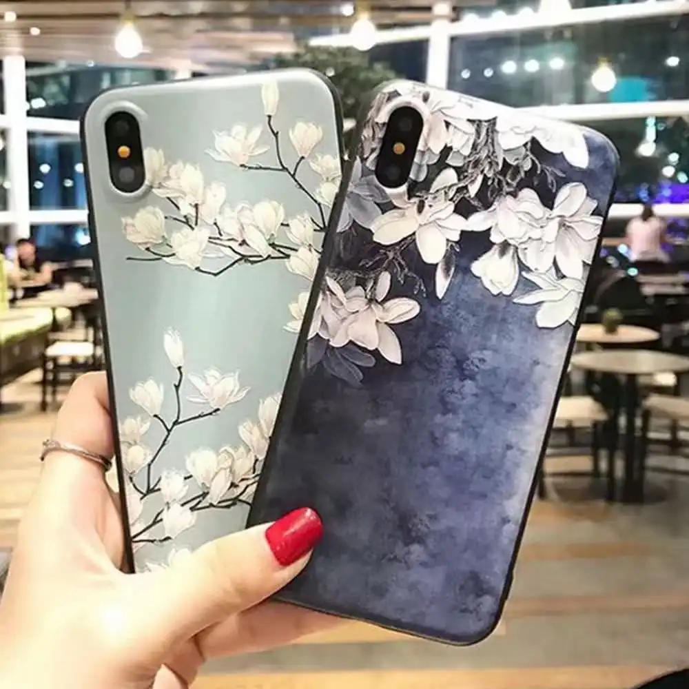L-FADNUT красивый цветочный чехол для iPhone X Xr Xs Max Girlish тонкий бампер 7 8 6 6S 5 5S SE Plus