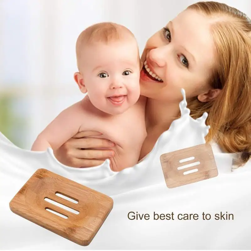 Handmade Wooden Bamboo Soap Dish Tray Case Bathroom Cleaner Shower Holder