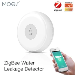 ZigBee Smart Flood Sensor Water Leakage Detector Flood Overflow Alert Security Alarm System Tuya/Smart Life App Remote Control