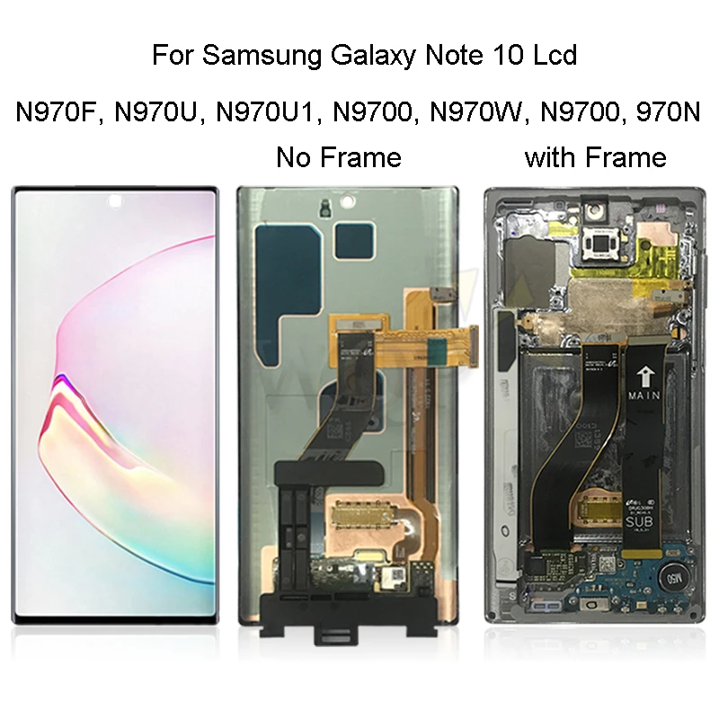 AMOLED для samsung Galaxy Note 10 lcd N970F N9700 дисплей сенсорный экран дигитайзер+ рамка для samsung note10+ lcd N975 N9750/DS