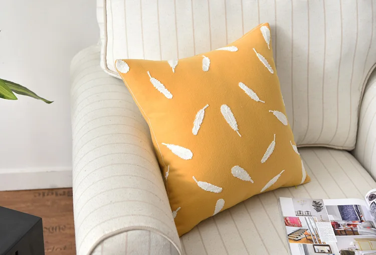 Нордическая Мода наволочка желтый перо вышивка бархат пледы наволочка для гостиной диван прикроватный арт мягкий домашний декор