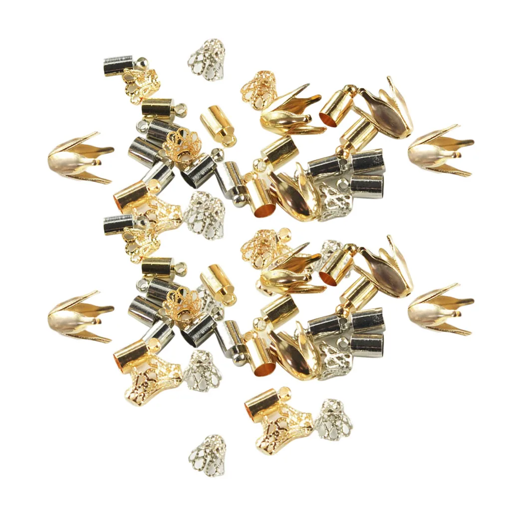 

100 Pieces Necklace Cord End Caps Tassel Crimp End Connector DIY Jewellry Findings