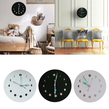 

Home Decor Battery Powered Luminous Moon Wall Clock Home Decoration