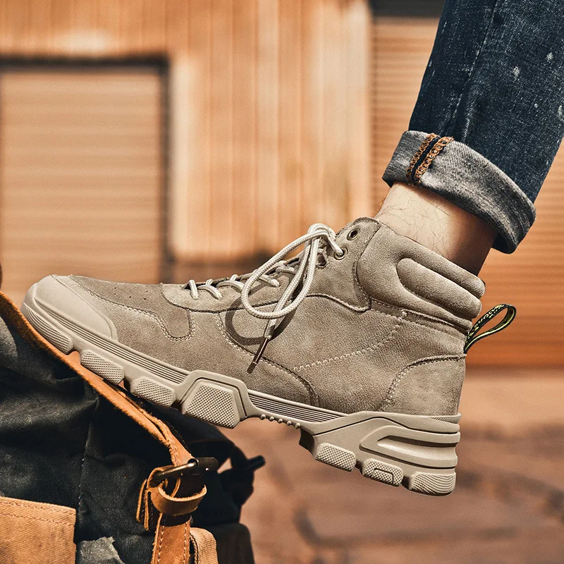

Martin Boots Men's Autumn plus Cotton Boots Mid-top Men's Boot Trendy Shoes Combat Boots Hight-top Leather Boot Workwear Shoe ME