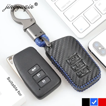Custodia protettiva per chiave a 3 pulsanti in fibra di cuoio per Lexus IS ES GS NX GX RX LX RC 200 250 300 350 2014 2015 2016 copertura portachiavi senza chiave