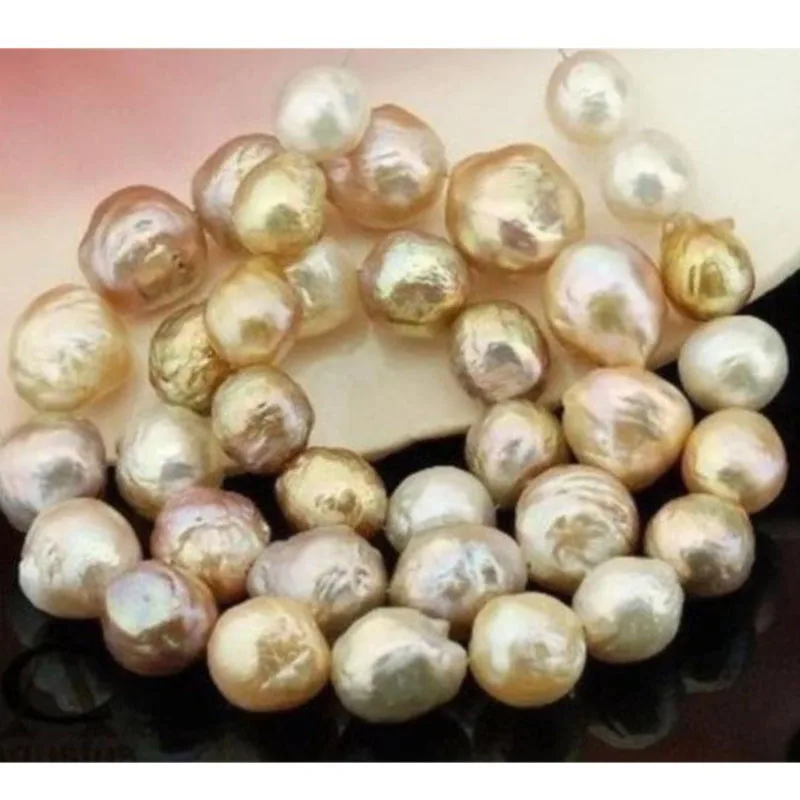 

HUGE 20"14MM SOUTH SEA GENUINE GOLD LAVENDER MULTIC NUCLEAR PEARL NECKLACE 925 silver jj