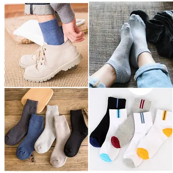 

2Pair/Lot Fashion Autumn Winter Socks for Men Business Casual Breathable Crew Cotton Socks Solid Color Thick Warm Men Socks