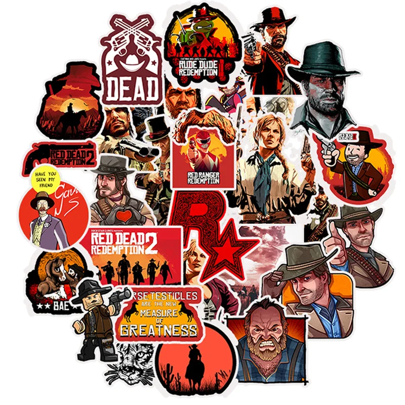 

50PCS Game Red Dead Personality Graffiti Sticker Waterproof Luggage Suitcase Skateboard Sticker Body Sticker
