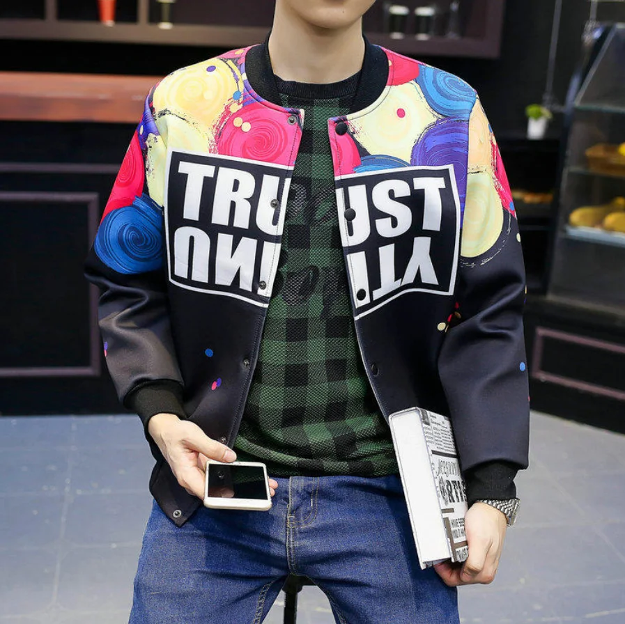

Sublimation Printed Casual Men's Coat Tracksuits Bomber Baseball Jacket
