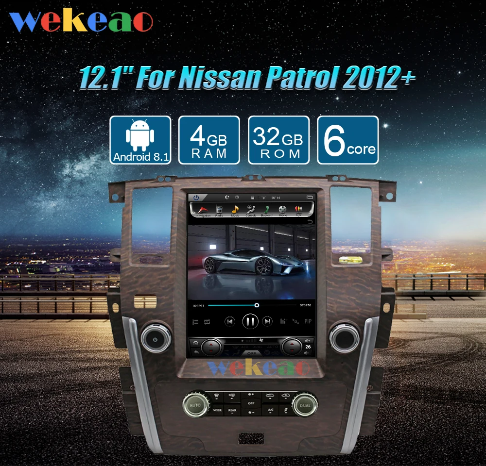 Wekeao вертикальный экран Tesla стиль 12,1 ''Android 8,1 автомобильный Dvd мультимедийный плеер для Nissan Patrol радио Automotivo 2012